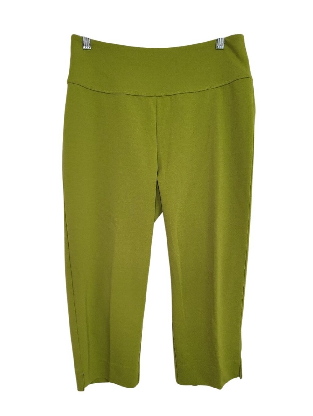 Antthony Original Lime Green Pull On Capri Pants Medium Yoke Waistband Split Hem